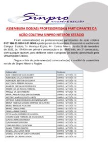 ASSEMBLEIA DOS(DAS) PROFESSORES(AS) PARTICIPANTES DA AÇÃO COLETIVA SINPRO NITERÓI/ESTÁCIO